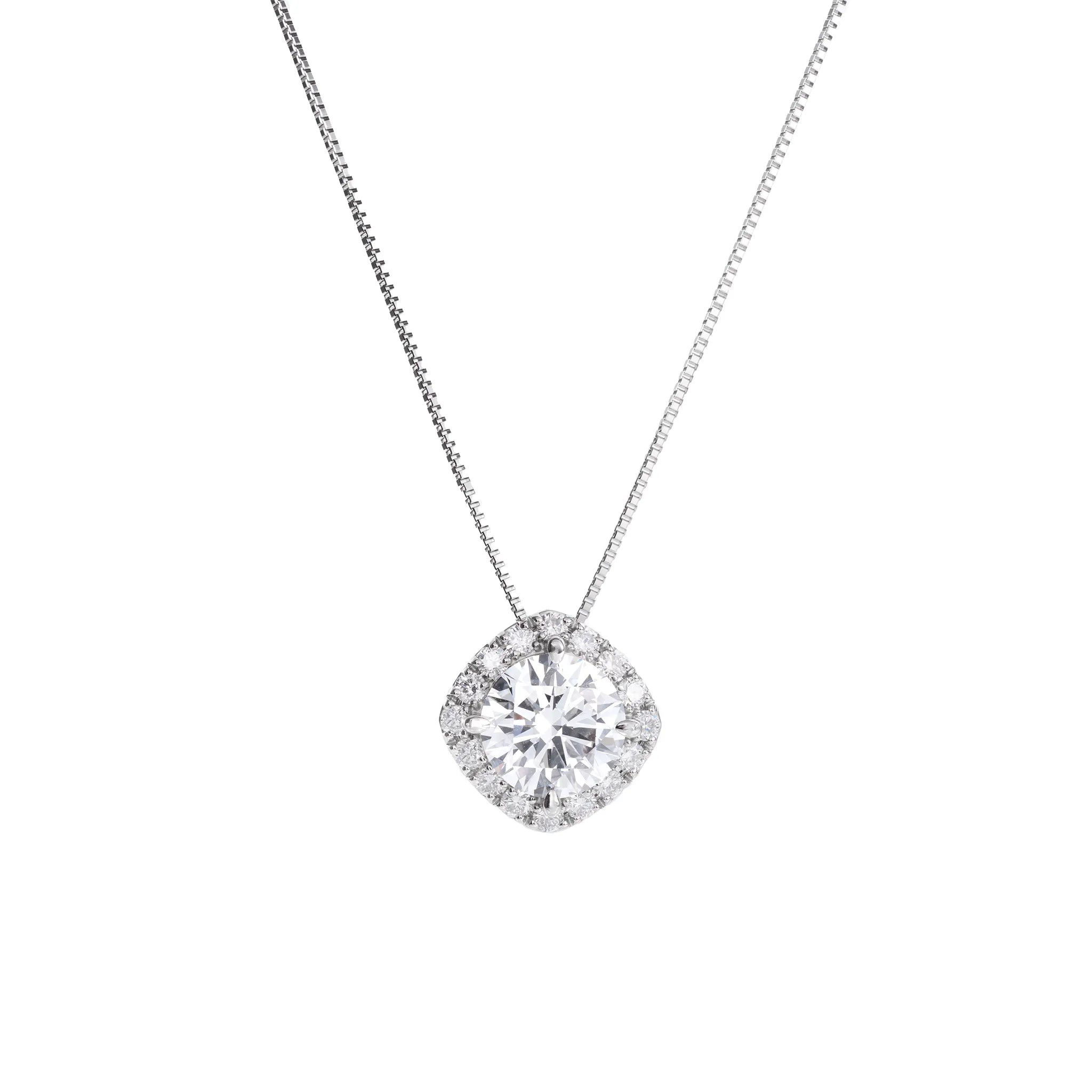 ダイヤモンド プラチナネックレス(ラボグロウン/取り巻き/2.00ct/鑑別書付)《WPDG0020》