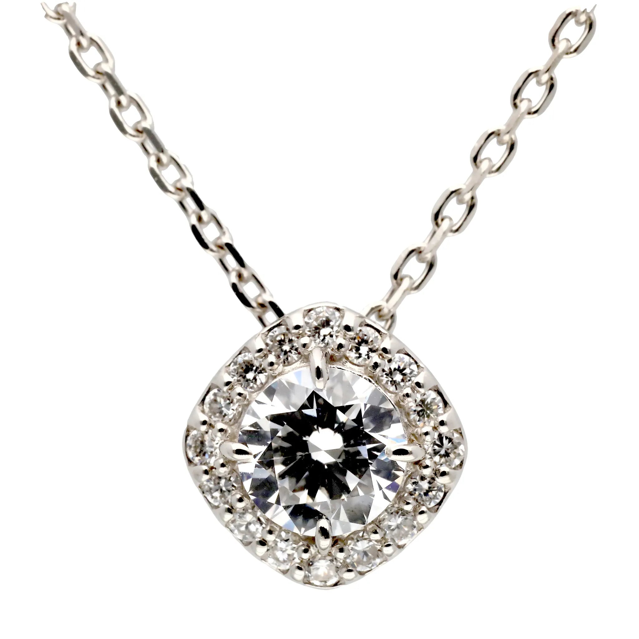 ダイヤモンド シルバーネックレス(ラボグロウン/0.3ct/取り巻き/プラチナメッキ)《WPDG0061》