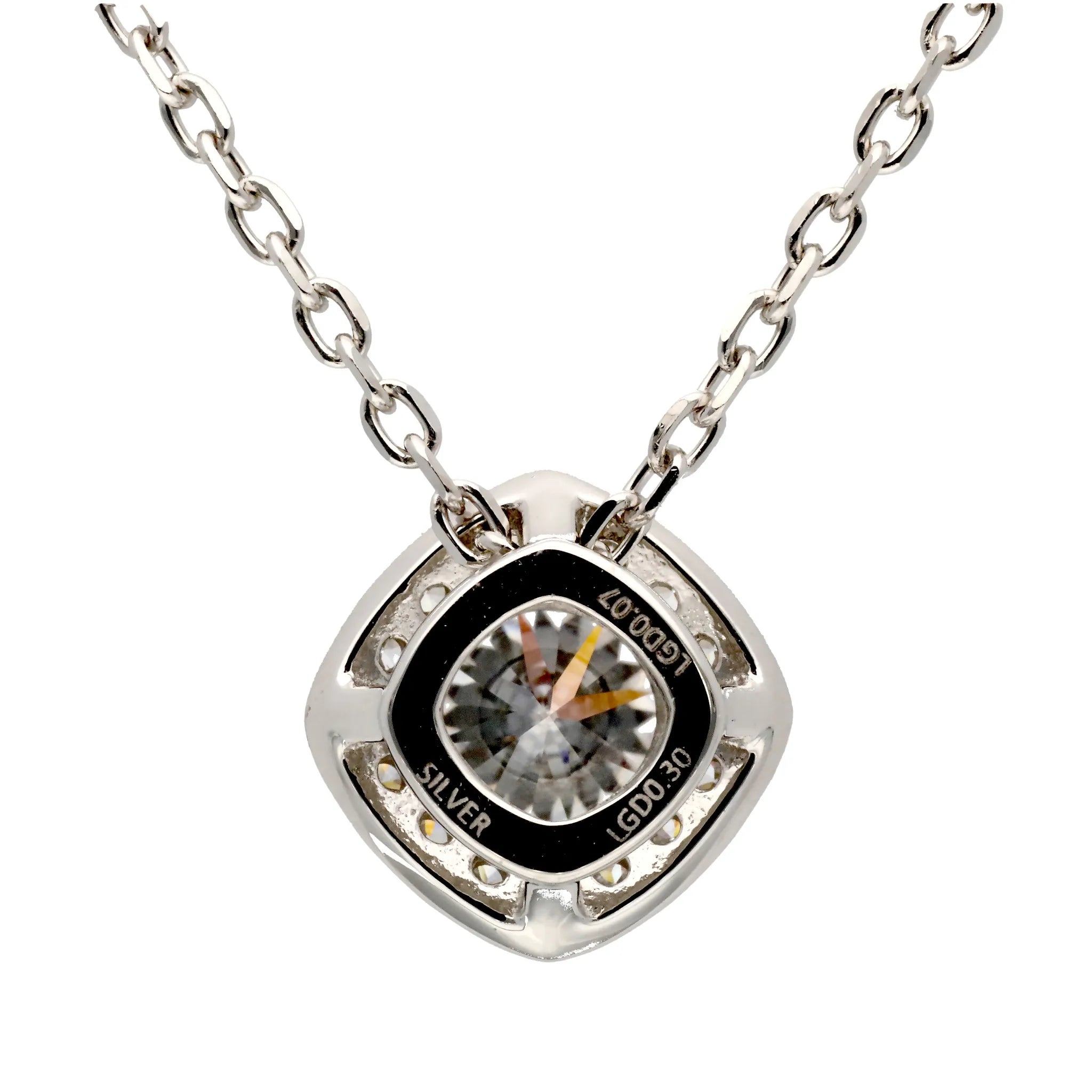 ダイヤモンド シルバーネックレス(ラボグロウン/0.3ct/取り巻き/プラチナメッキ)《WPDG0061》