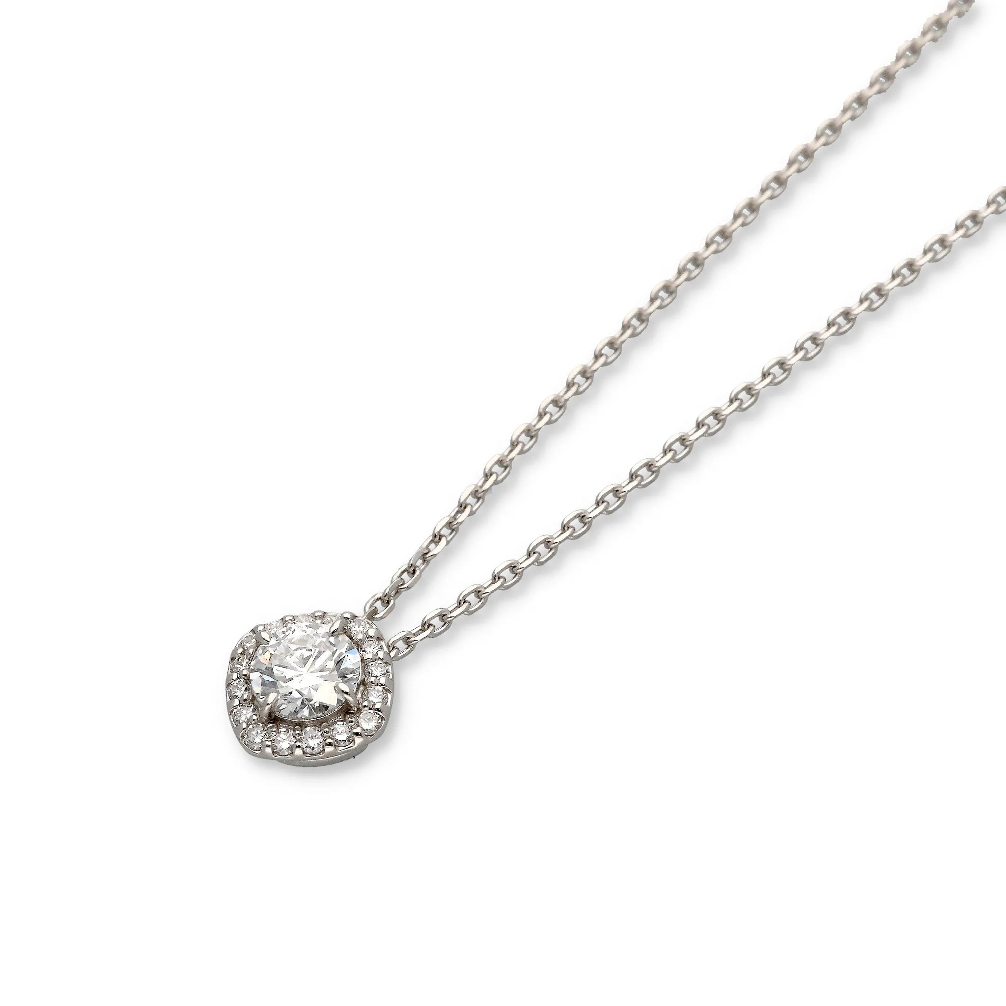 ダイヤモンド シルバーネックレス(ラボグロウン/0.3ct/取り巻き/プラチナメッキ)《WPDG0061》