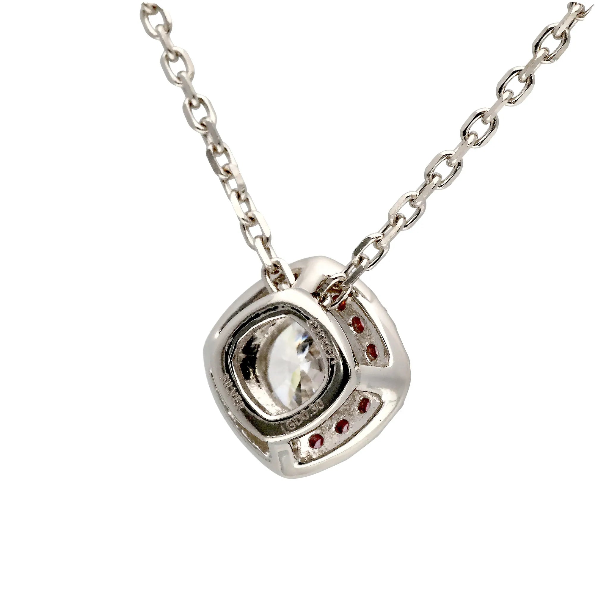 ダイヤモンド シルバーネックレス(ラボグロウン/0.3ct/取り巻き/ピンクメレ/プラチナメッキ)《WPDG0062》