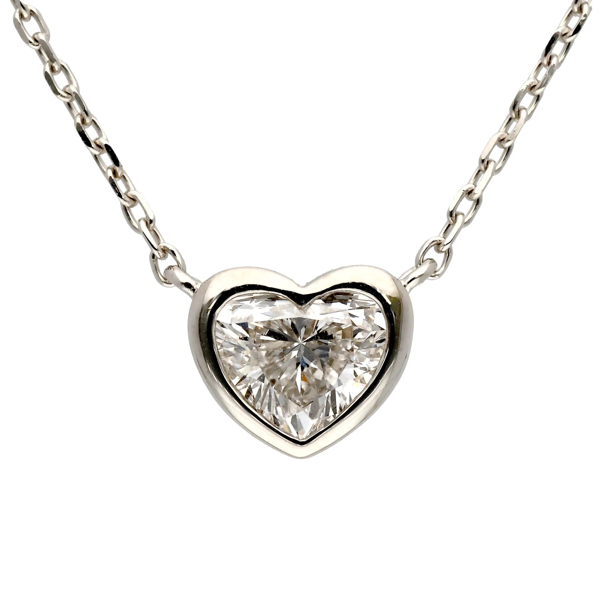 ダイヤモンド シルバーネックレス(ラボグロウン/0.3ct/ハート/プラチナメッキ)《WPDG0065》