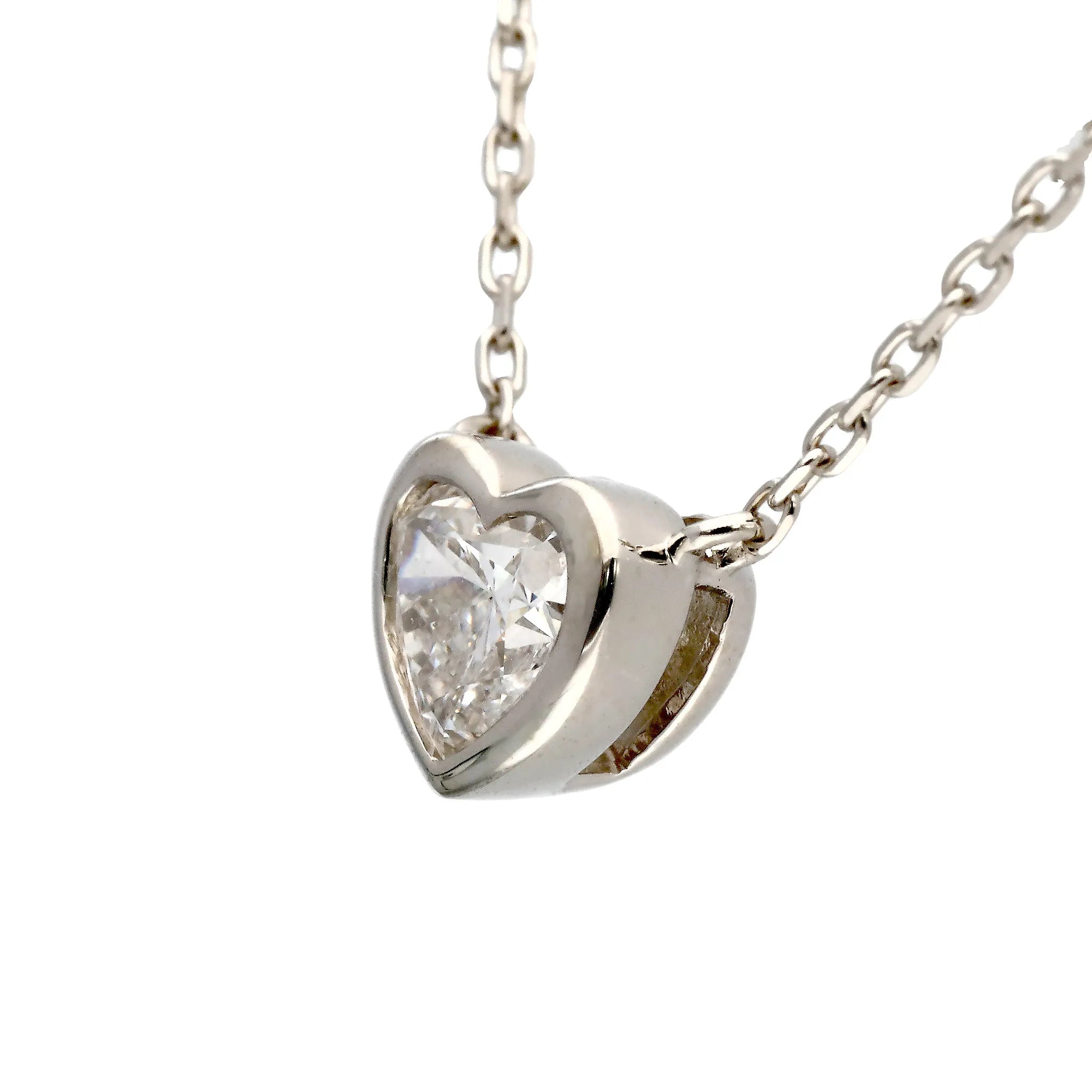 ダイヤモンド シルバーネックレス(ラボグロウン/0.3ct/ハート/プラチナメッキ)《WPDG0065》
