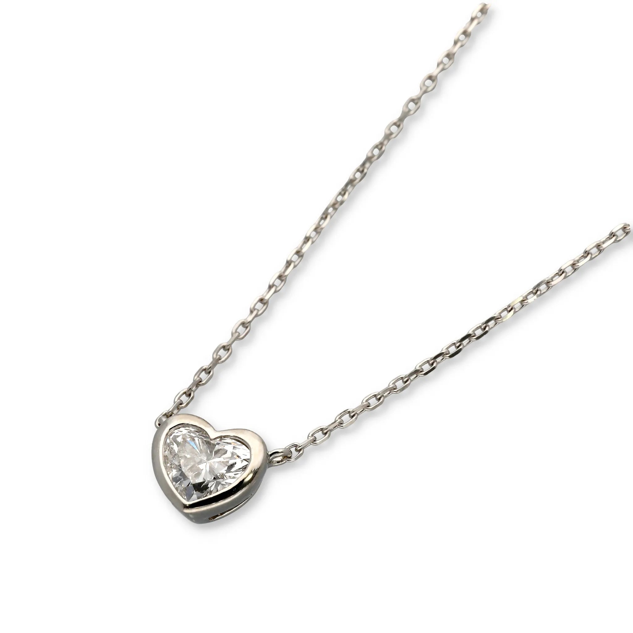 ダイヤモンド シルバーネックレス(ラボグロウン/0.3ct/ハート/プラチナメッキ)《WPDG0065》
