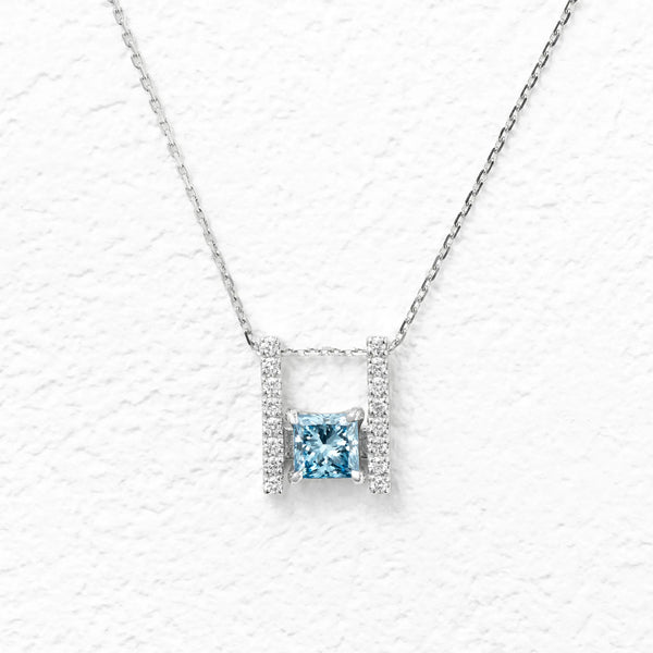 ブルーダイヤモンド/ダイヤモンド プラチナネックレス(ラボグロウン ブルーダイヤモンド/ダイヤモンド プラチナネックレス(ラボグロウン