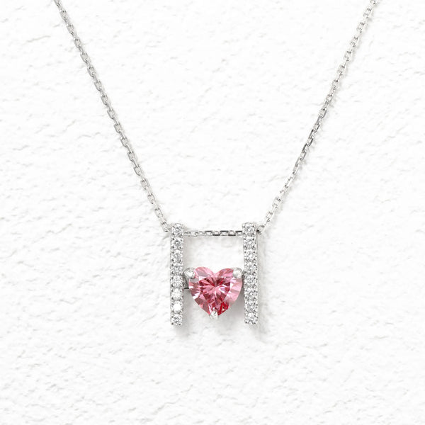 ピンクダイヤモンド/ダイヤモンド プラチナネックレス（ラボグロウン