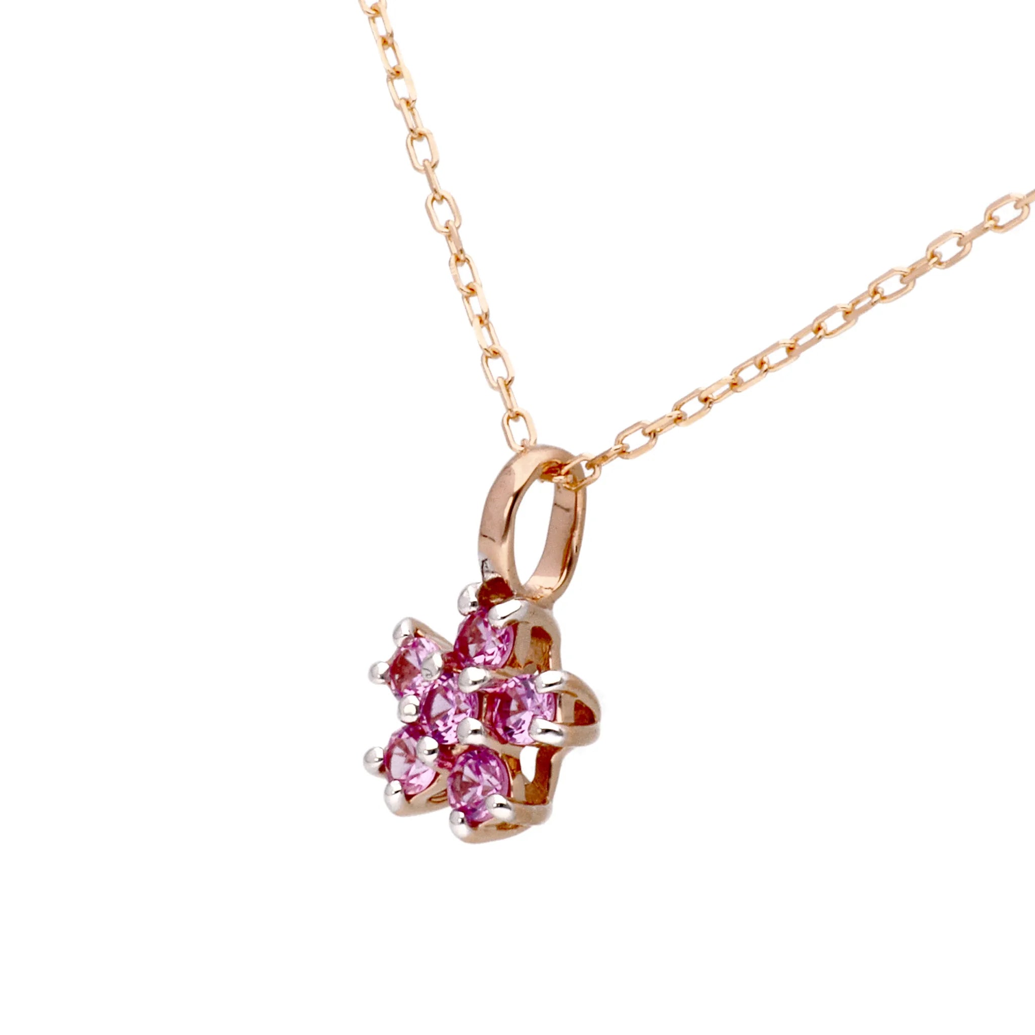 フラワーデザインペンダントネックレス ピンクサファイア 0.7ct 