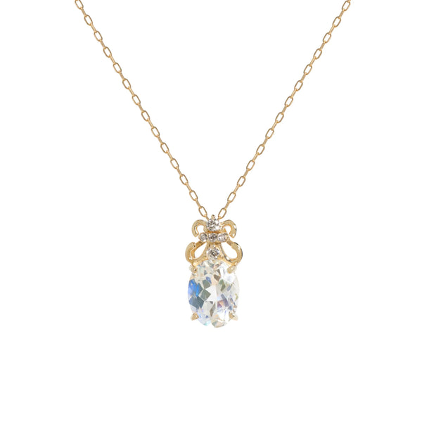 アンデシンラブラドライト/ダイヤモンド K18ネックレス(オーバル