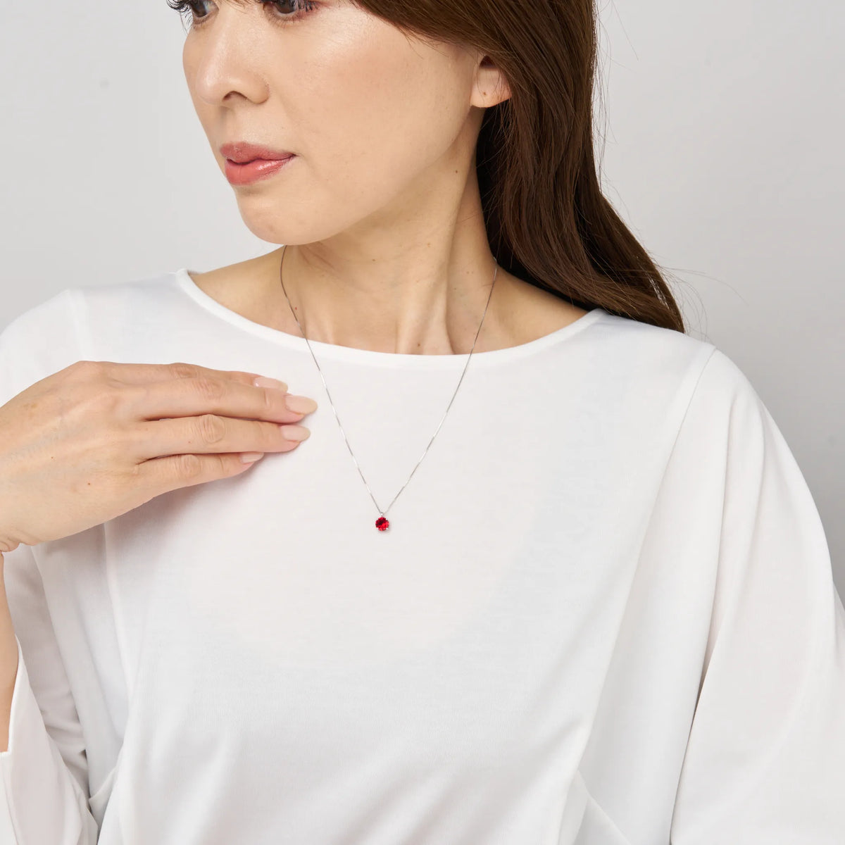 ルビー プラチナネックレス(クレサンベール/1.17ct/ラウンドブリリアント/7月誕生石)《WPDR2580》