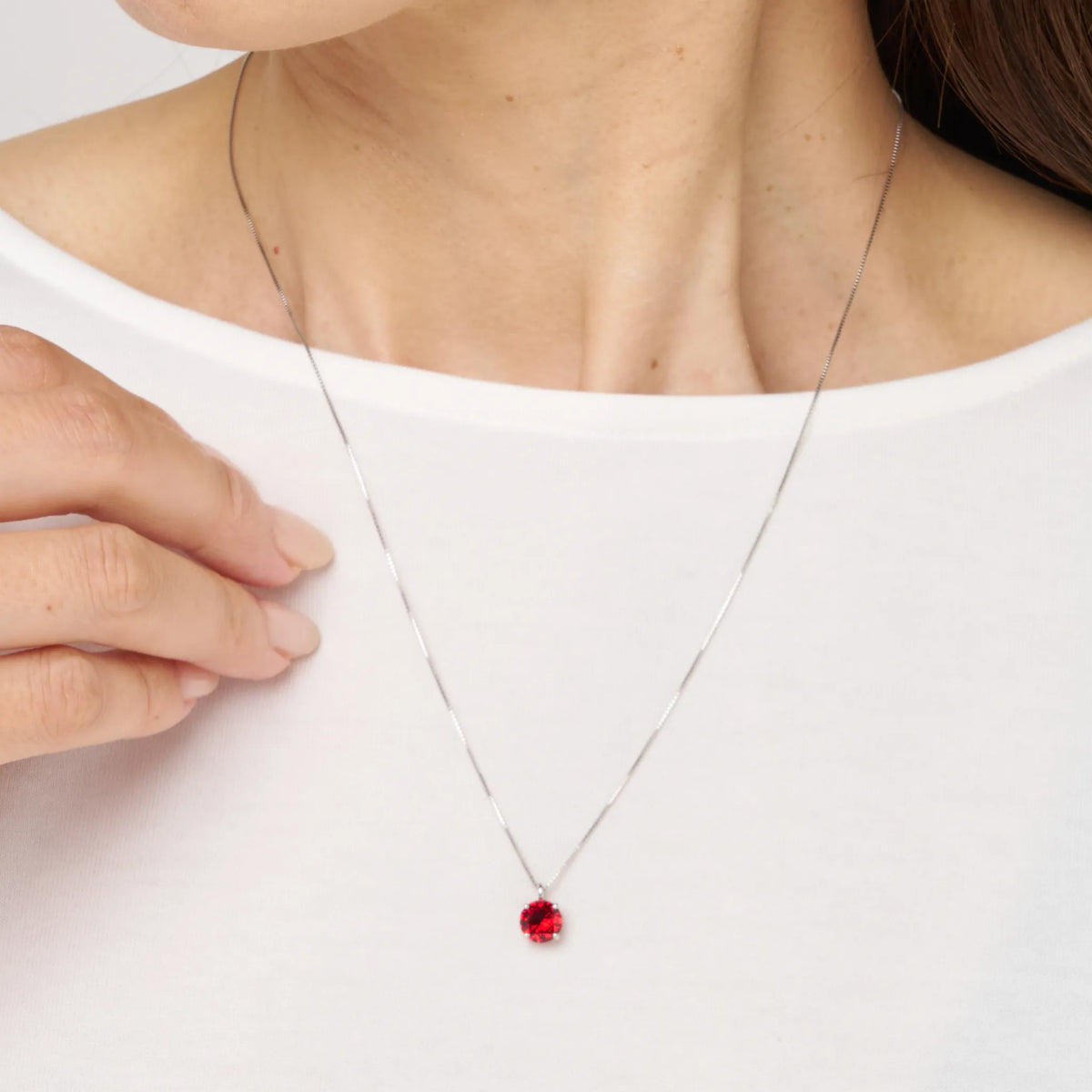 ルビー プラチナネックレス(クレサンベール/1.17ct/ラウンドブリリアント/7月誕生石)《WPDR2580》