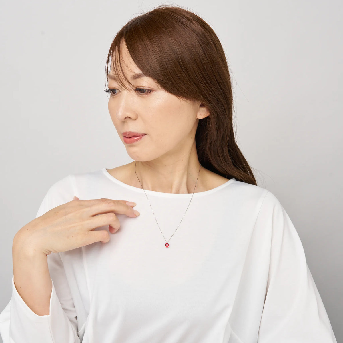 ルビー プラチナネックレス(クレサンベール/1.17ct/ラウンドブリリアント/7月誕生石)《WPDR2580》