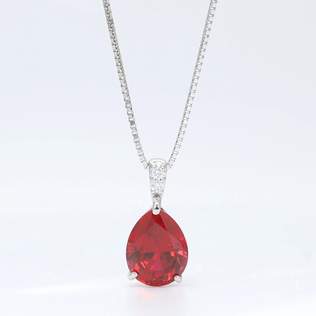 ルビー/ダイヤモンド プラチナネックレス(クレサンベール/ペアシェイプ