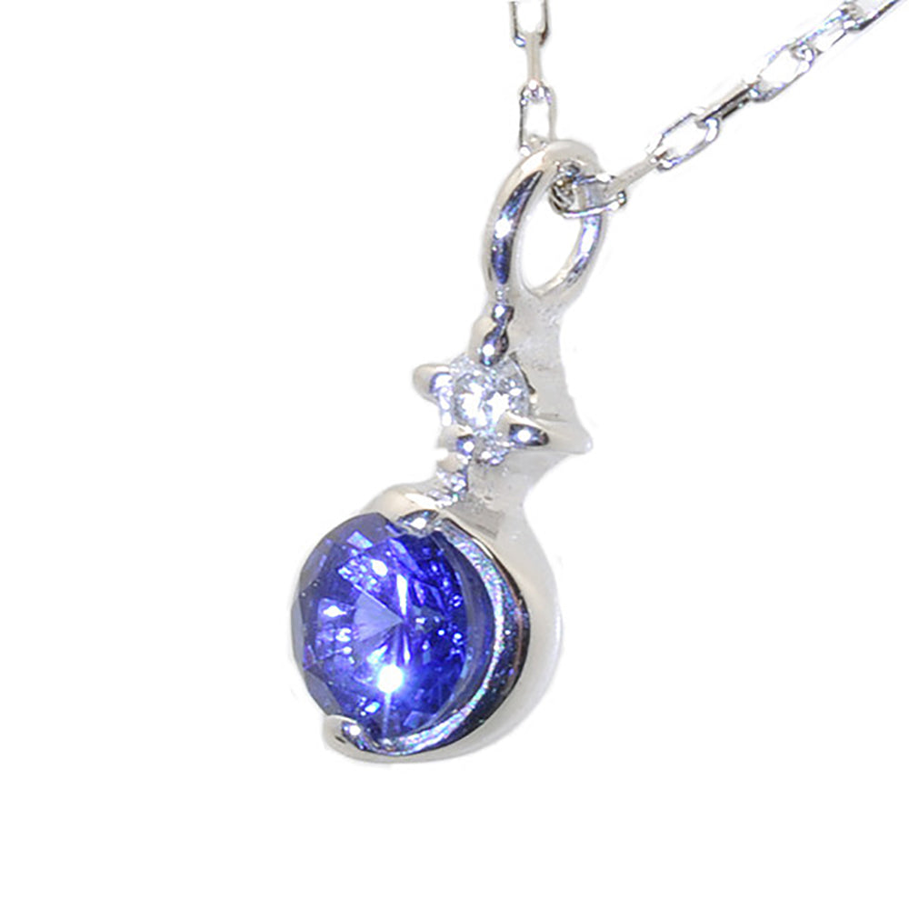 ブルーサファイア/ダイヤモンド プラチナネックレス(クレサンベール/9