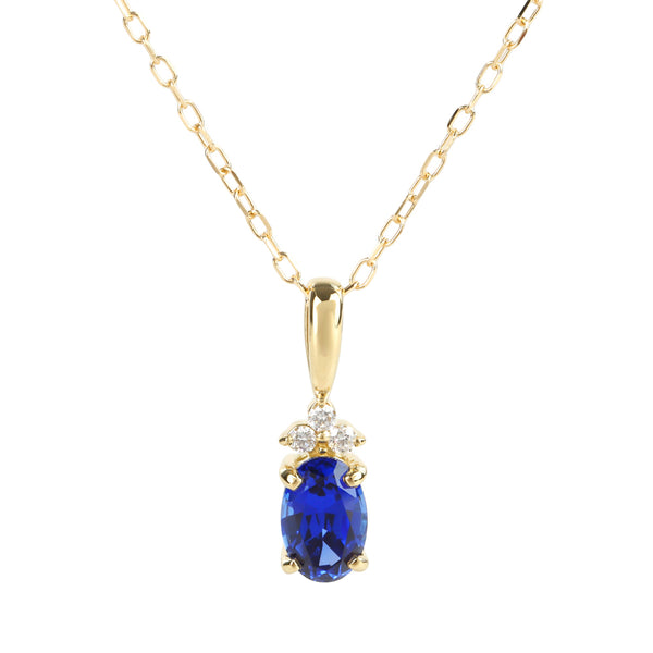 ブルーサファイア/ダイヤモンドK18ネックレス(クレサンベール/9