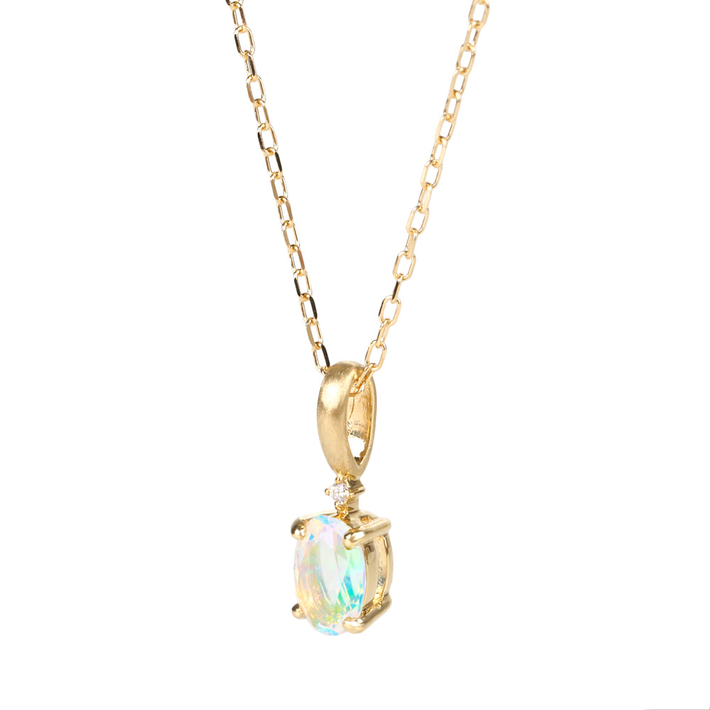 クレサンベールオパール　ネックレス　18K ブラックオパール/ダイヤモンドK18ネックレス(クレサンベール/10