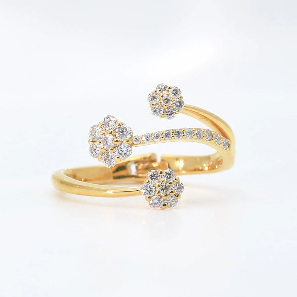 【1193】 K18 天然ダイヤモンド 1ct デザインリング 9.5号 ZEXIMO公式】 天然ダイヤモンド0.5ct デザインリング 「7石