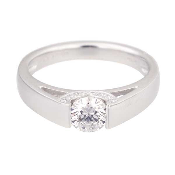 ダイヤモンド プラチナリング(0.5カラット/Eカラー/SI2UP/EXCELLENT/一粒/タンク/4月誕生石/グレーディングレポート付き)《WRGD3176》