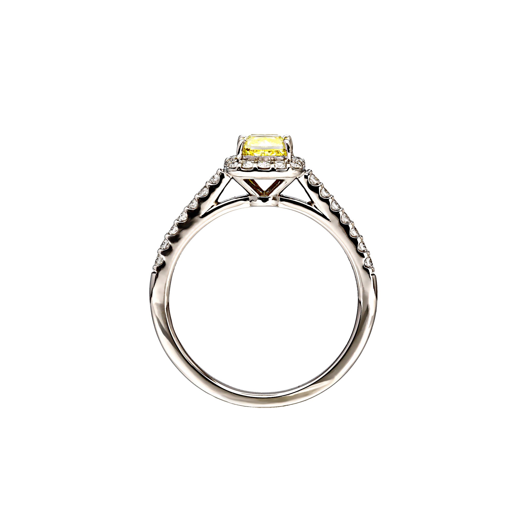 イエローダイヤモンド プラチナリング（F.V.Y/0.53ct/クッションカット/グレーディングレポート付)《WRGD4257》