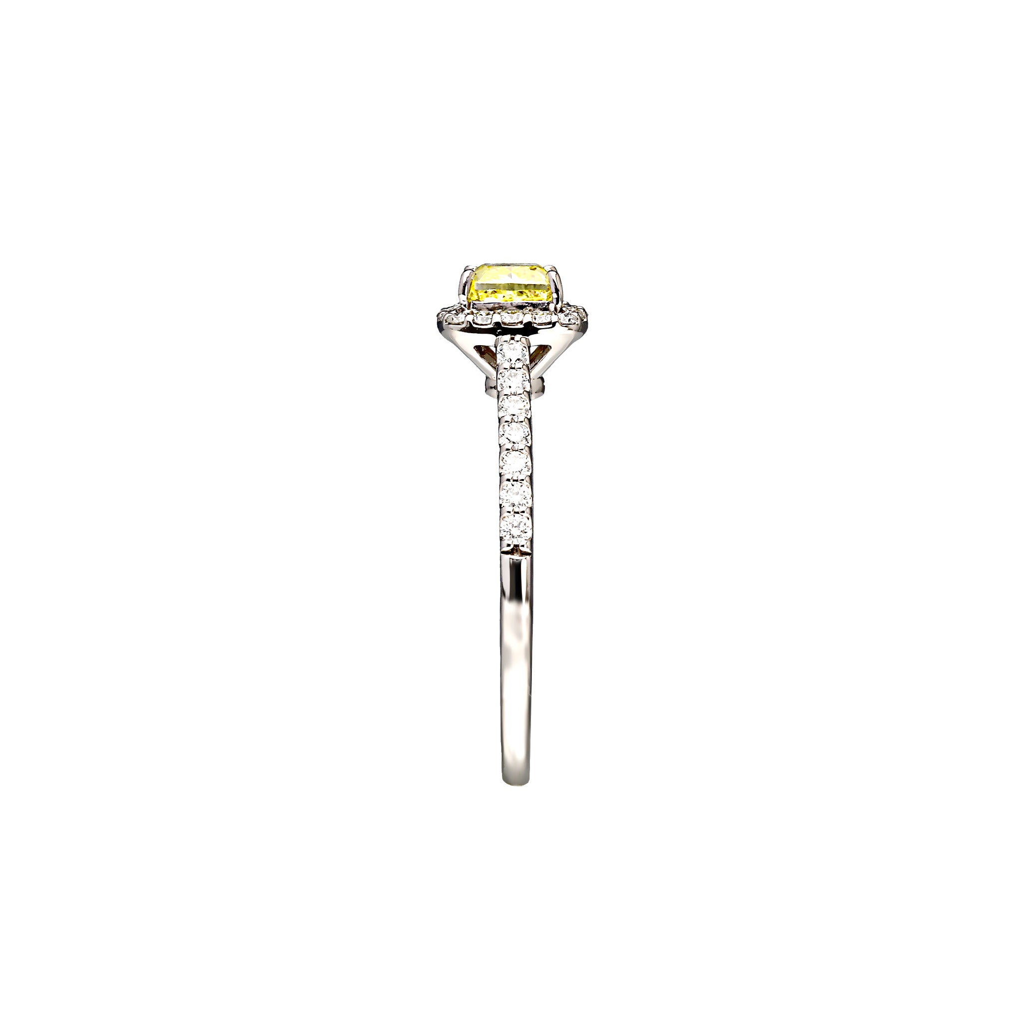 イエローダイヤモンド プラチナリング（F.V.Y/0.53ct/クッションカット/グレーディングレポート付)《WRGD4257》