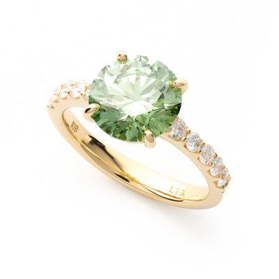 グリーンダイヤモンド K18リング(ラボグロウン/ハーフエタニティ風/3.11ct/鑑別書付)《WRGG0028》