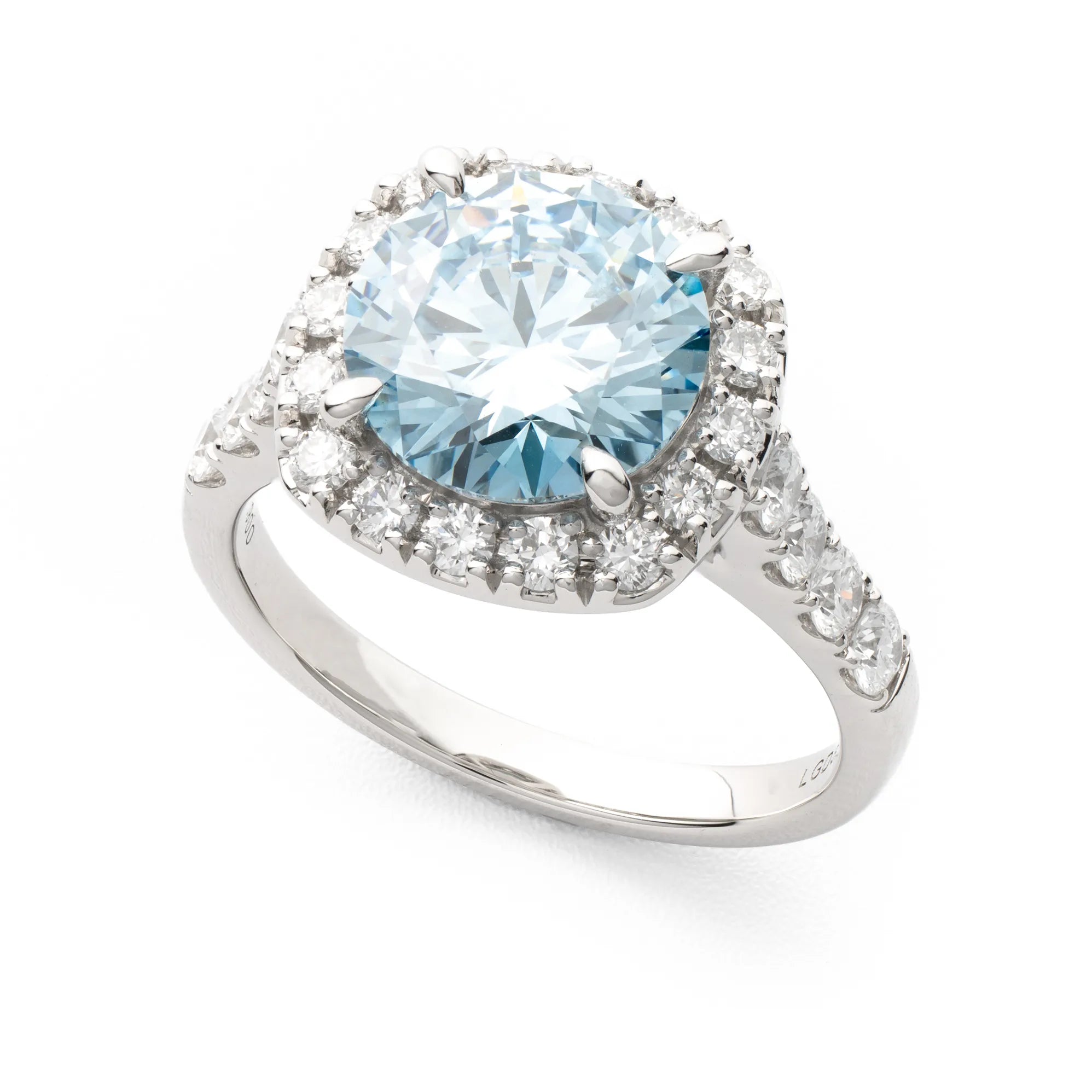 ブルーダイヤモンド プラチナリング(ラボグロウン/ヘイロー/3.00ct/鑑別書付)《WRGG0030》