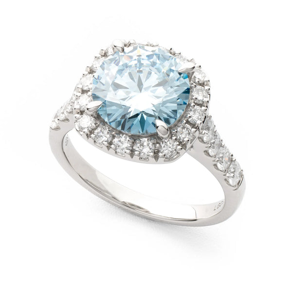 ブルーダイヤモンド プラチナリング(ラボグロウン/ヘイロー/3.00ct 