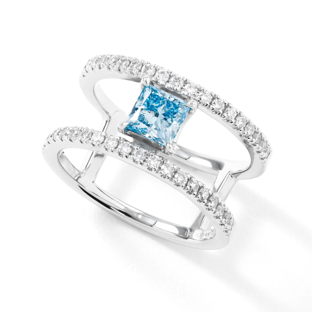 ブルーダイヤモンド/ダイヤモンド プラチナリング（ラボグロウン