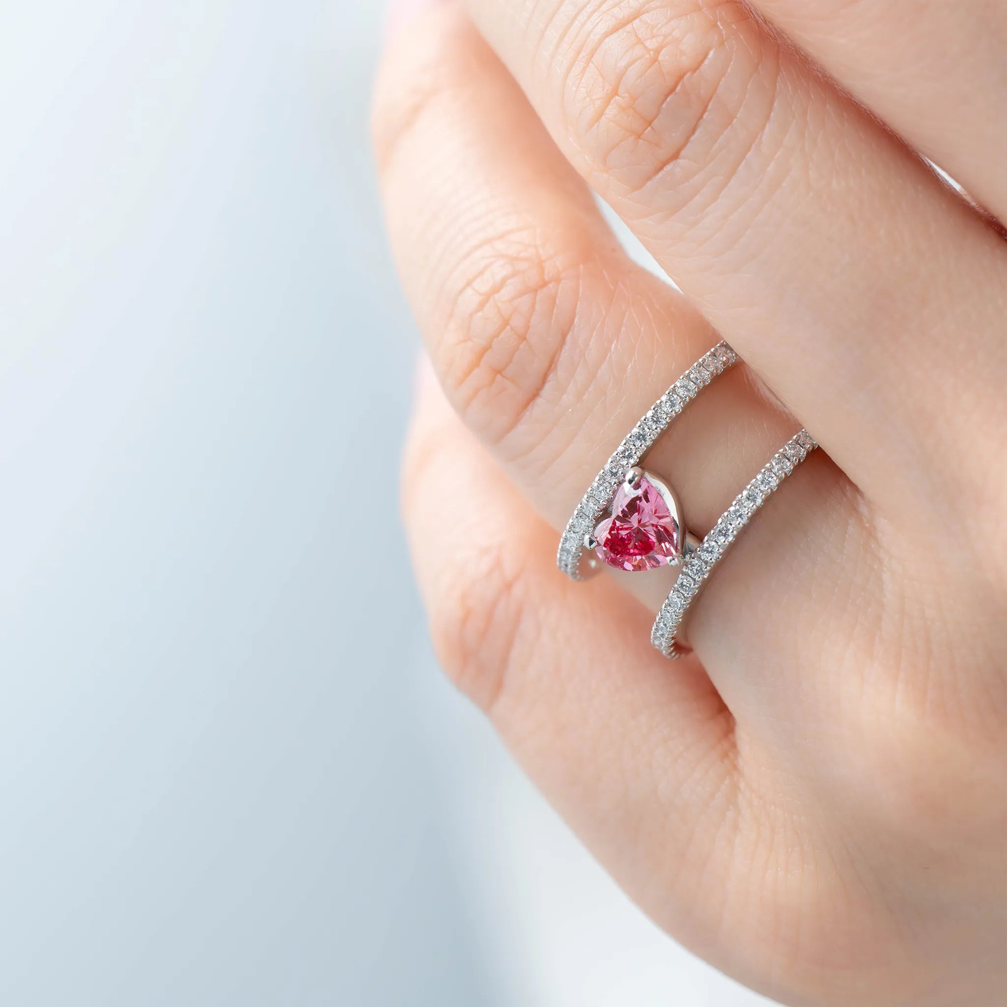 ピンクダイヤリング 指輪 ハーフハートリング 21号 ピンクダイヤモンド