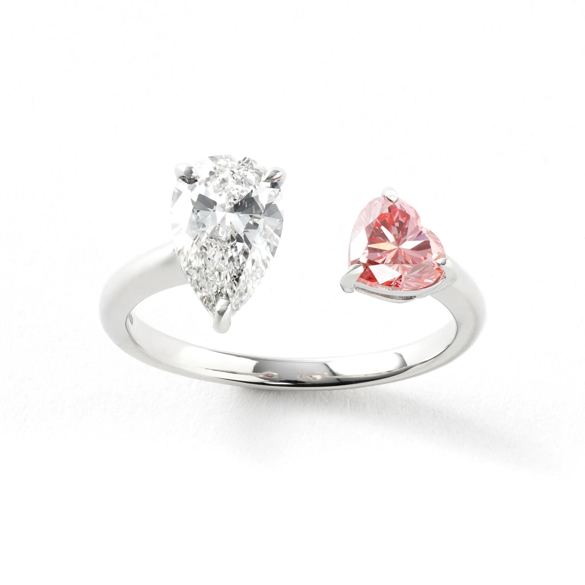 最高カラー✨天然ピンクダイヤ❗️PD0.20&D0.46CT プラチナダイヤリング ピンクダイヤモンド/ダイヤモンド プラチナリング(ラボグロウン