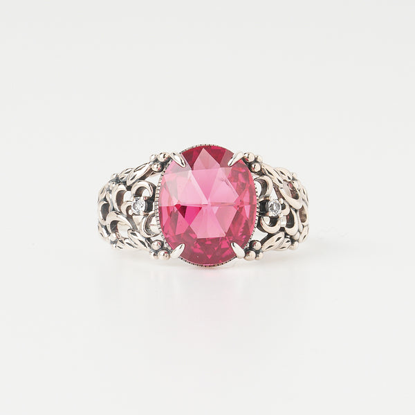 サファイア/ホワイトトパーズ シルバーリング(いぶし銀仕上げ/LGS