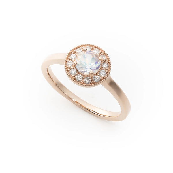 K18 フェルスパー？ラブラドライト？ダイヤモンド シラーが美しいリング 指輪 アンデシンラブラドライト K18リング（オーバルカット/ミル打ち