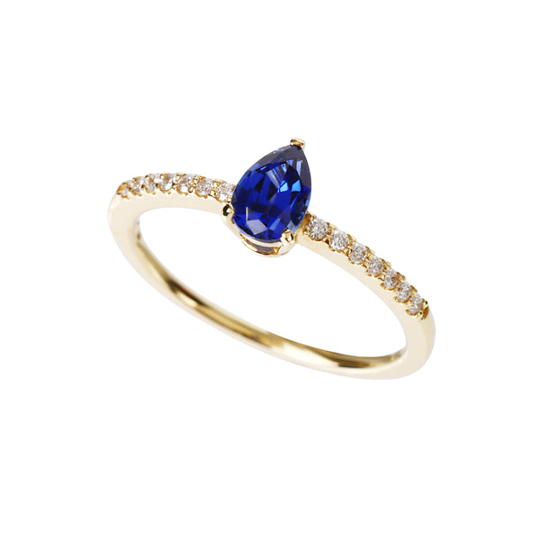 ブルーサファイア/ダイヤモンドK18リング(クレサンベール/9月誕生石