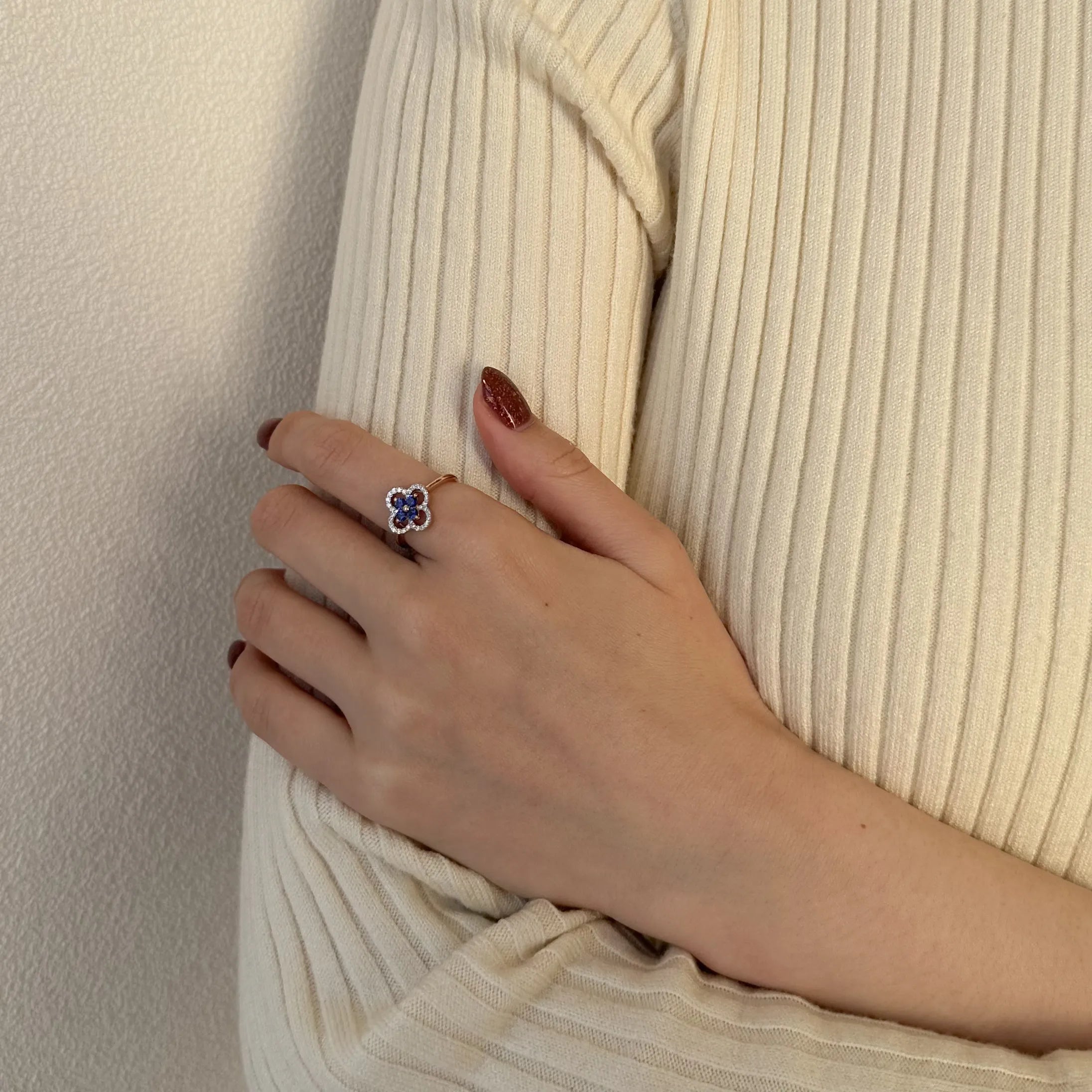 K18PG ダイヤモンド リング 0.24ct フラワー