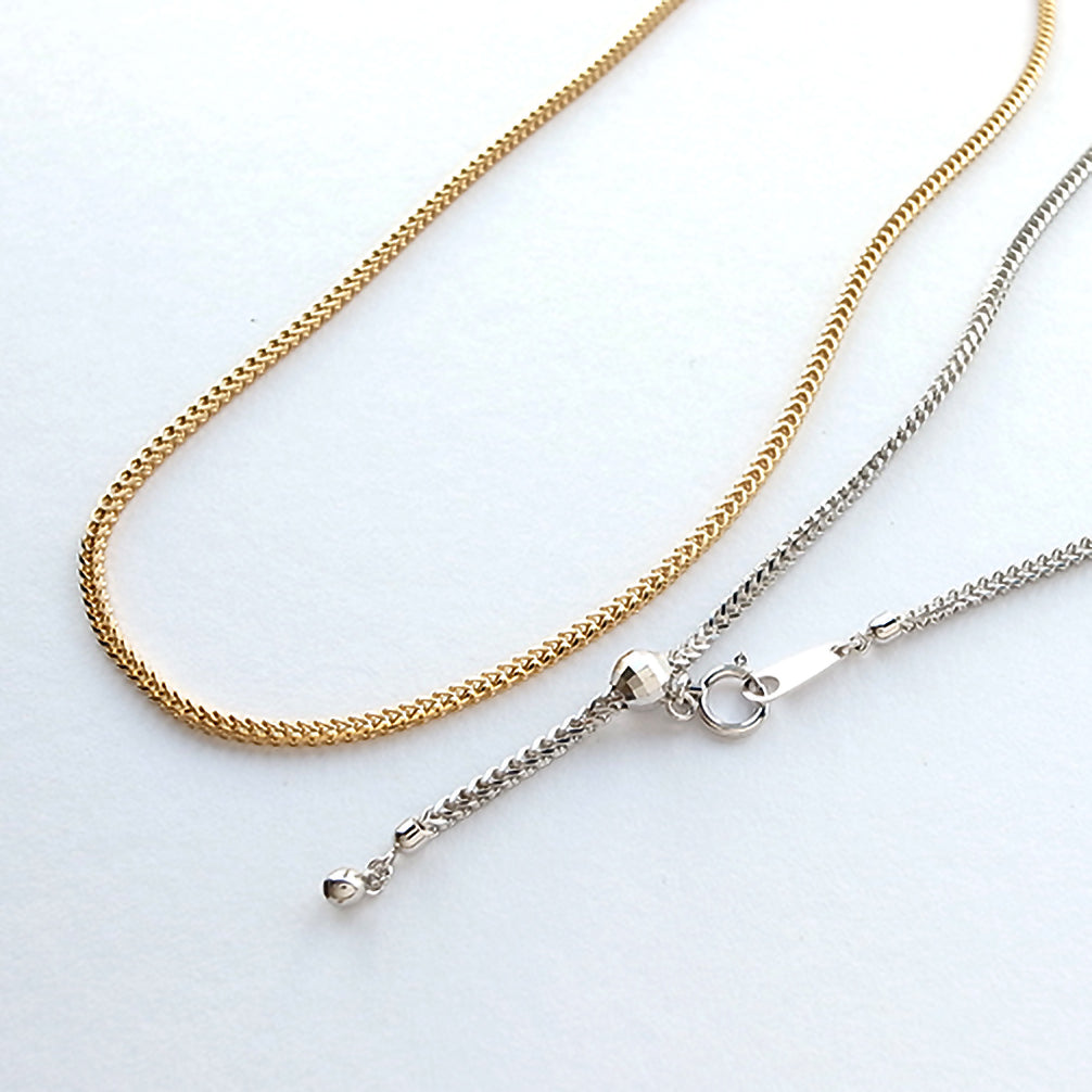 K18チェーン(ホワイトゴールド/リリアン/幅1.8mm/50cm/フリーアジャスター)《ZN09182-50》