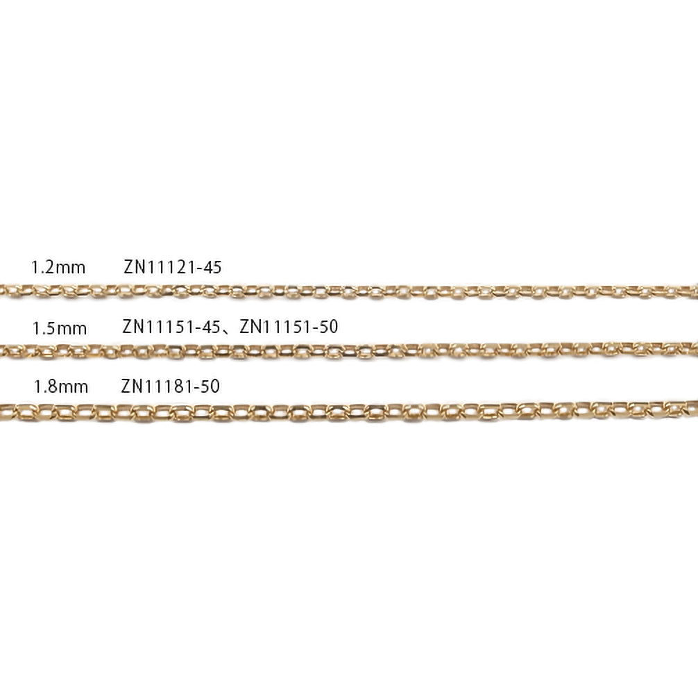K18チェーン(イエローゴールド/ボックスアズキ/幅1.5mm/45cm/フリーアジャスター)《ZN11151-45》
