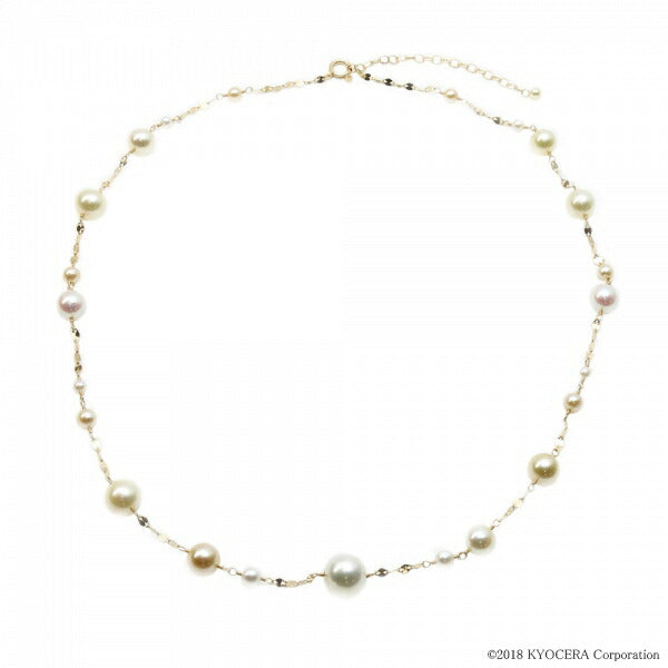 K14 白蝶真珠 マルチカラーパール ネックレス 本真珠 照り抜群 ゴールデン