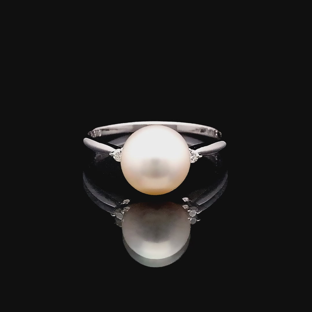 パール/ダイヤモンド プラチナリング(アコヤ真珠 /8.0mmUP/6月誕生石