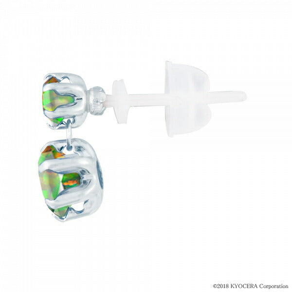 ブラックオパール K18セラミックピアス(クレサンベール/10月誕生石