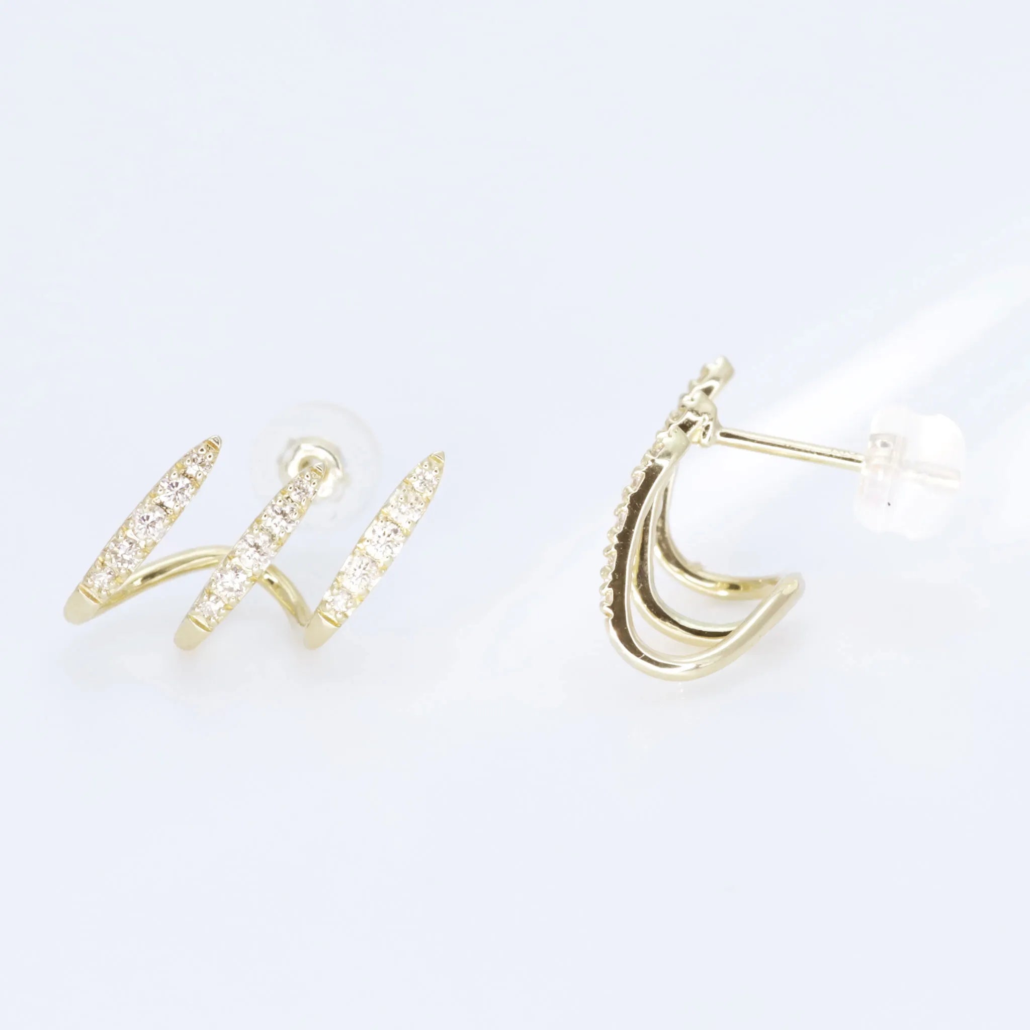 ダイヤモンド K18ピアス(計0.26ct/イエローゴールド/３連風)《WEPD4317》