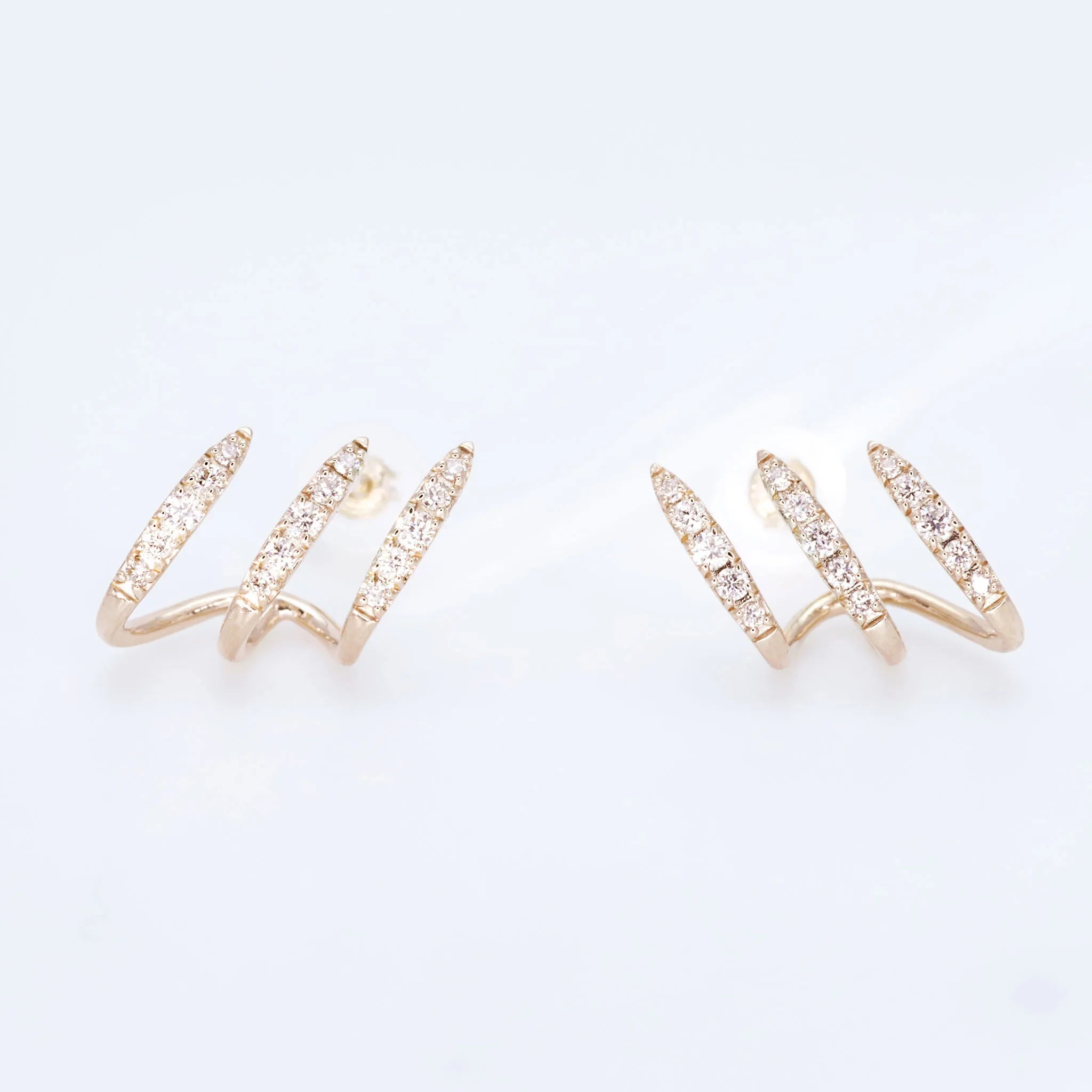 ダイヤモンド K18ピアス(計0.26ct/ピンクゴールド/３連風)《WEPD4318》