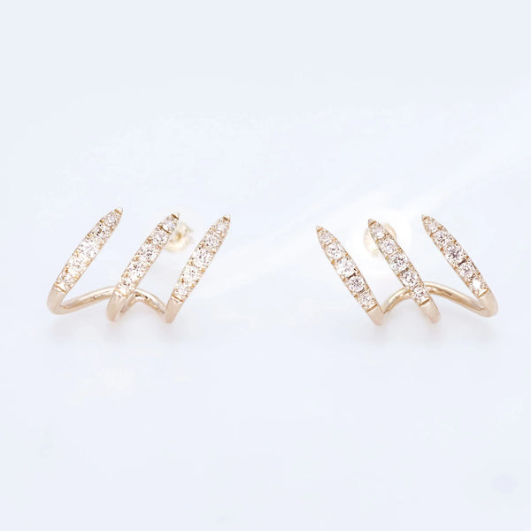 ダイヤモンド K18ピアス(計0.26ct/ピンクゴールド/3連風)《WEPD4318
