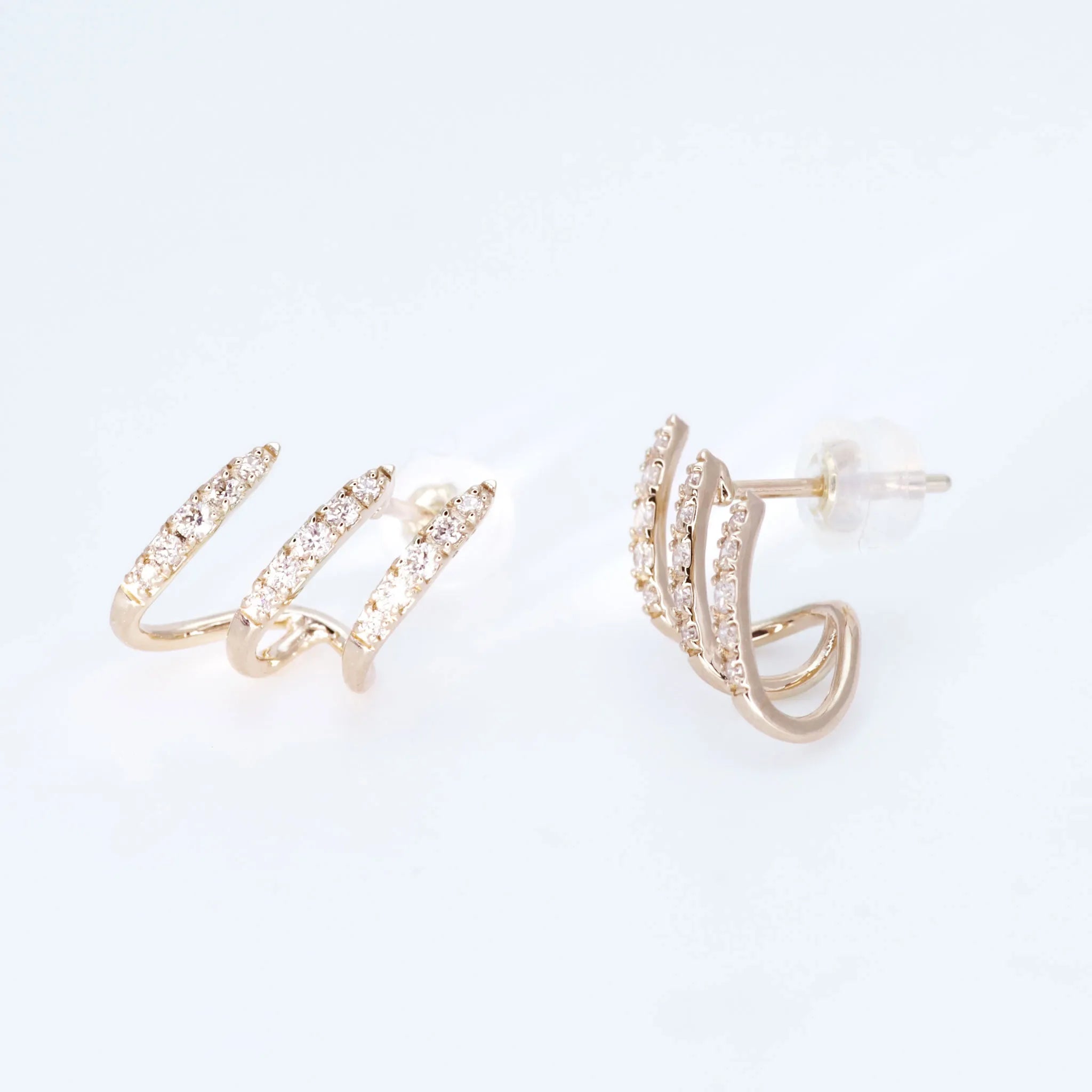 ダイヤモンド K18ピアス(計0.26ct/ピンクゴールド/３連風)《WEPD4318》