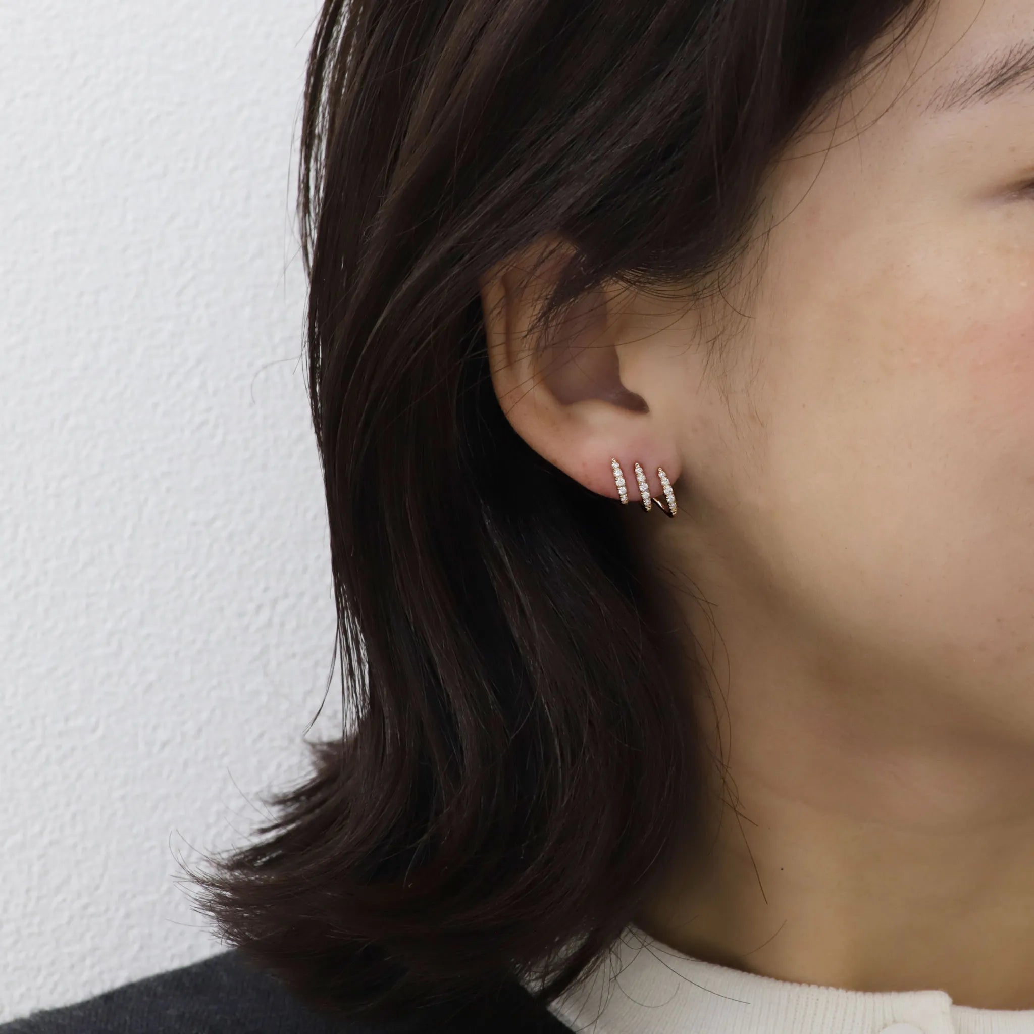 ダイヤモンド K18ピアス(計0.26ct/ピンクゴールド/３連風)《WEPD4318》