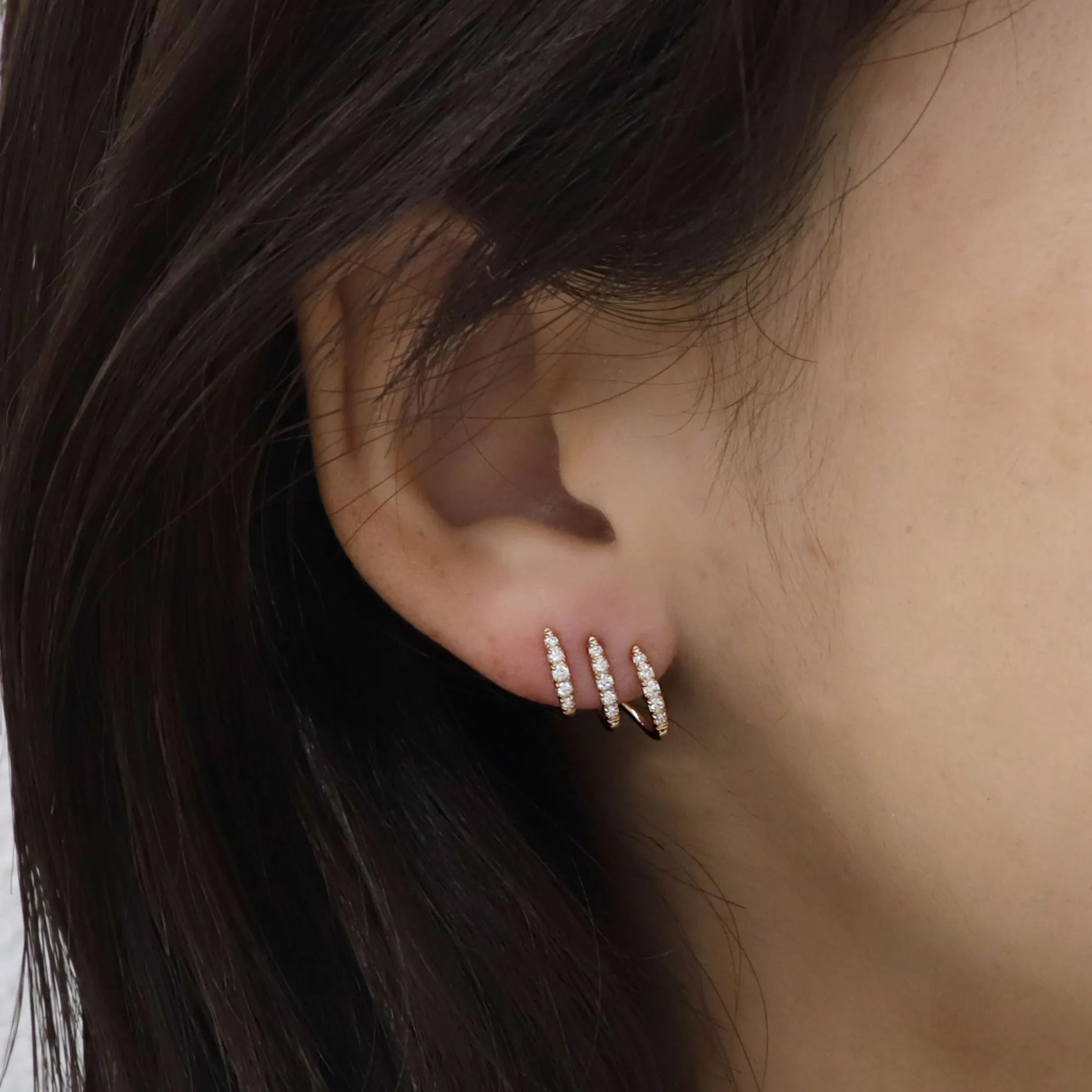 ダイヤモンド K18ピアス(計0.26ct/ピンクゴールド/３連風)《WEPD4318》