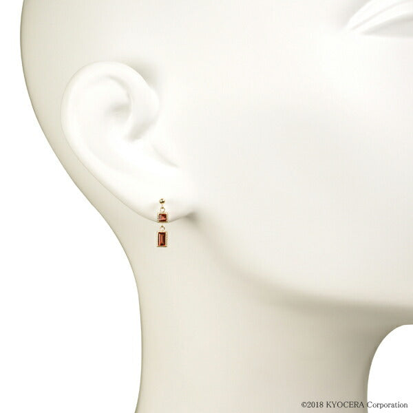 ガーネット K10セラミックピアス(スクエア/1月誕生石)《WEPN3049