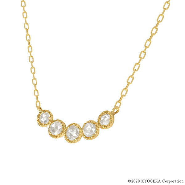 美品♡k18♡ローズカットダイヤモンド♡ステーションネックレス ダイヤモンド K18ネックレス(計0.1カラット/ローズカット/4月